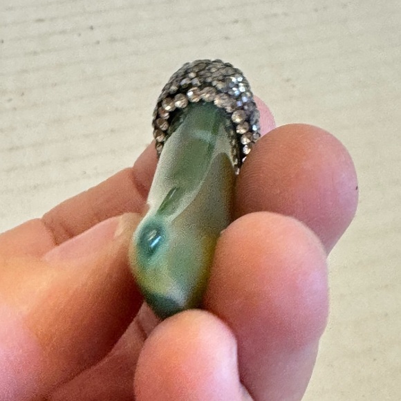 Handmade Large Heavy Blinged-Out Claw Horn Fang Pendant 2.25" long One of a Kind - Picture 6 of 15